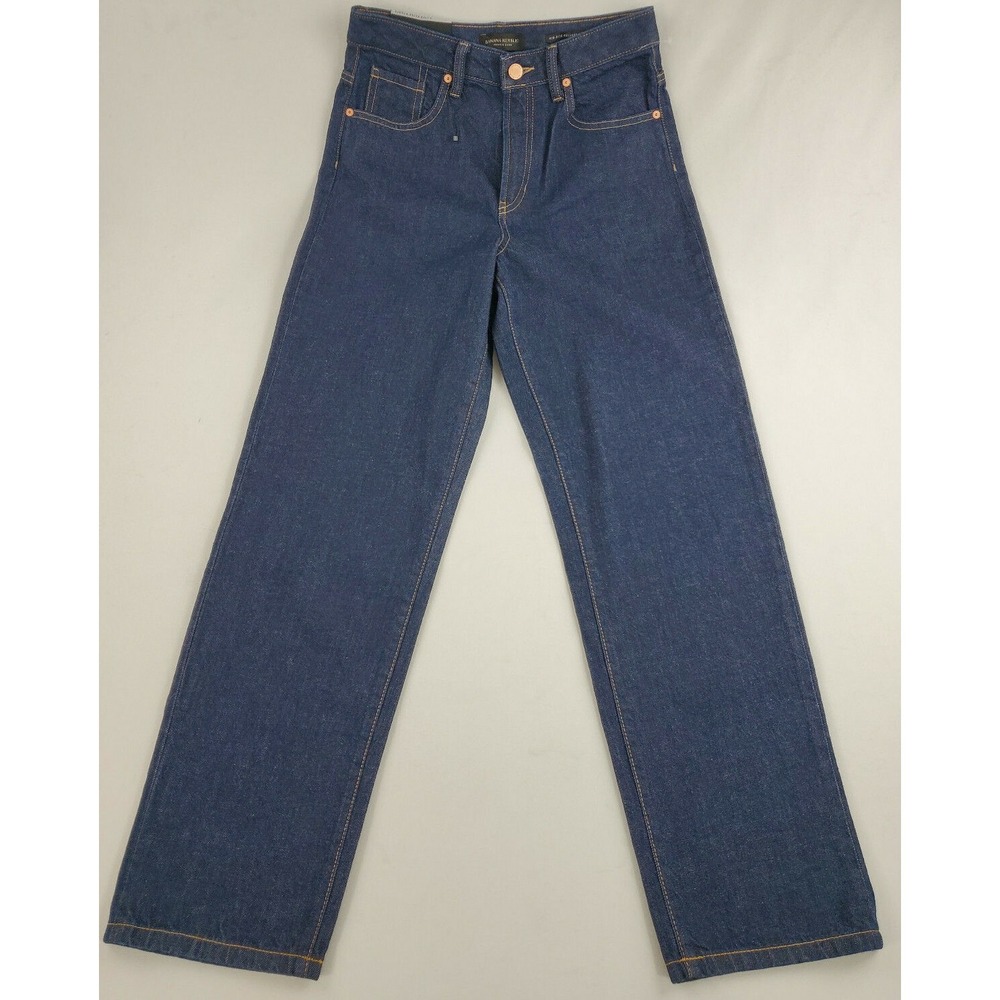 Banana Republic women jeans mid rise relaxed straight cotton blue sz W27 $98